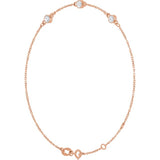 14K Rose Gold Natural White Sapphire Bezel-Set 3-Stone 6 1/2-7 1/2" Bracelet
