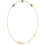 14K Yellow Gold Natural Blue Zircon Bezel-Set 3-Stone 6 1/2-7 1/2" Bracelet