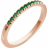 14K Rose Gold Natural Emerald Stackable Ring