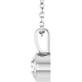 14K White Gold 1/3 CT Natural Diamond Bezel-Set Solitaire 16-18" Necklace