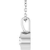 14K White Gold 1/2 CT Natural Diamond Bezel-Set Solitaire 16-18" Necklace