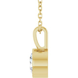 14K Yellow Gold 5/8 CT Natural Diamond Bezel-Set Solitaire 16-18" Necklace