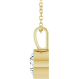 14K Yellow Gold 9/10 CT Natural Diamond Bezel-Set Solitaire 16-18" Necklace