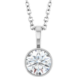 Platinum 5/8 CT Lab-Grown Diamond Bezel-Set Solitaire 16-18" Necklace