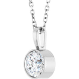Platinum 5/8 CT Lab-Grown Diamond Bezel-Set Solitaire 16-18" Necklace