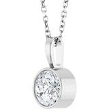 Sterling Silver 5/8 CT Lab-Grown Diamond Bezel-Set Solitaire 16-18" Necklace