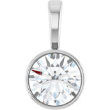 Sterling Silver 1/2 CT Natural Diamond Bezel-Set Solitaire Pendant