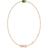 14K Rose Gold Lab-Grown Emerald 6 1/2-7 1/2" Bracelet