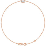 14K Rose Gold Natural White Sapphire 6 1/2-7 1/2" Bracelet