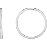 14K White Gold Hinged 25 mm Hoop Earrings
