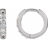Sterling Silver 1/4 CTW Natural Diamond Hinged 12.5 mm Hoop Earrings