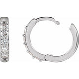 Sterling Silver 1/4 CTW Natural Diamond Hinged 12.5 mm Hoop Earrings