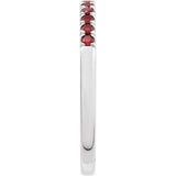 10K White Gold Natural Mozambique Garnet Stackable Ring