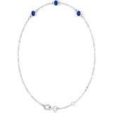 Sterling Silver Natural Blue Sapphire Bezel-Set 3-Stone 6 1/2-7 1/2" Bracelet