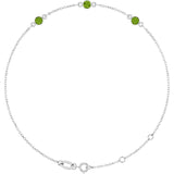 Sterling Silver Natural Peridot Bezel-Set 3-Stone 6 1/2-7 1/2" Bracelet