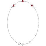 Sterling Silver Lab-Grown Ruby Bezel-Set 3-Stone 6 1/2-7 1/2" Bracelet