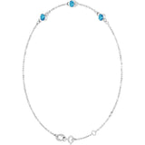 Sterling Silver Natural Blue Zircon Bezel-Set 3-Stone 6 1/2-7 1/2" Bracelet