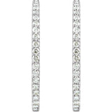 Platinum 5 CTW Natural Diamond Inside-Outside 41.5 mm Hinged Hoop Earrings