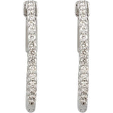 Platinum 1/2 CTW Natural Diamond Inside-Outside 19 mm Hinged Hoop Earrings