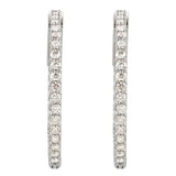 Platinum 1 CTW Natural Diamond Inside-Outside 26.5 mm Hinged Hoop Earrings
