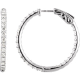 Platinum 2 CTW Natural Diamond Inside-Outside 29.5 mm Hinged Hoop Earrings