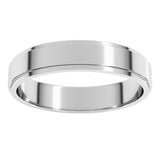 14K White Gold 4 mm Stepped-Edge Flat Band Size 10