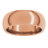 18K Rose Gold 7 mm Comfort-Fit Half Round Band Size 9