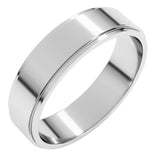 14K White Gold 5 mm Stepped-Edge Flat Band Size 11