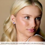 14K White Gold 5 mm Natural Aquamarine & 1/8 CTW Natural Diamond Earrings