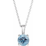 Sterling Silver 4 mm Natural Aquamarine 16-18" Necklace