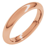14K Rose Gold 3 mm Comfort-Fit Half Round Band Size 7