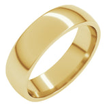 14K Yellow Gold 5.5 mm Lightweight Comfort-Fit Half Round Band Size 9