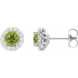 14K White Gold 5.5 mm Natural Peridot & 1/4 CTW Natural Diamond Earrings