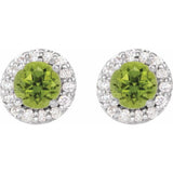 14K White Gold 5.5 mm Natural Peridot & 1/4 CTW Natural Diamond Earrings