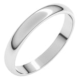 14K White Gold 3 mm Lightweight Half Round Band Size 6