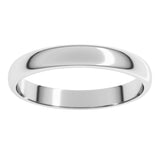 14K White Gold 3 mm Lightweight Half Round Band Size 7