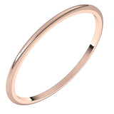 14K Rose Gold 1 mm Lightweight Half Round Band Size 6