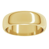 18K Yellow Gold 6 mm Half Round Band Size 10.5