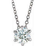 14K White Gold 5/8 CT Lab-Grown Diamond Solitaire 16-18" Necklace