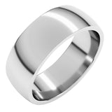 14K White Gold 7 mm Lightweight Comfort-Fit Half Round Band Size 9