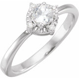 Sterling Silver Lab-Grown White Sapphire & .04 CTW Natural Diamond Halo-Style Ring