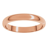 14K Rose Gold 3 mm Half Round Band Size 6