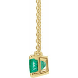 14K Yellow Gold Lab-Grown Emerald 18" Necklace