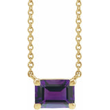 14K Yellow Gold Natural Amethyst 18" Necklace