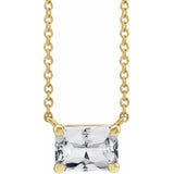 14K Yellow Gold Natural White Sapphire 18" Necklace