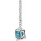 14K White Gold Natural Blue Zircon 18" Necklace