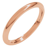 14K Rose Gold 2 mm Comfort-Fit Half Round Band Size 7