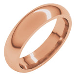 14K Rose Gold 5 mm Comfort-Fit Half Round Band Size 7