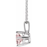 Sterling Silver 5 mm Natural Pink Morganite Solitaire 16-18" Necklace
