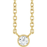 14K Yellow Gold .06 CT Natural Diamond Solitaire 16-18" Necklace
